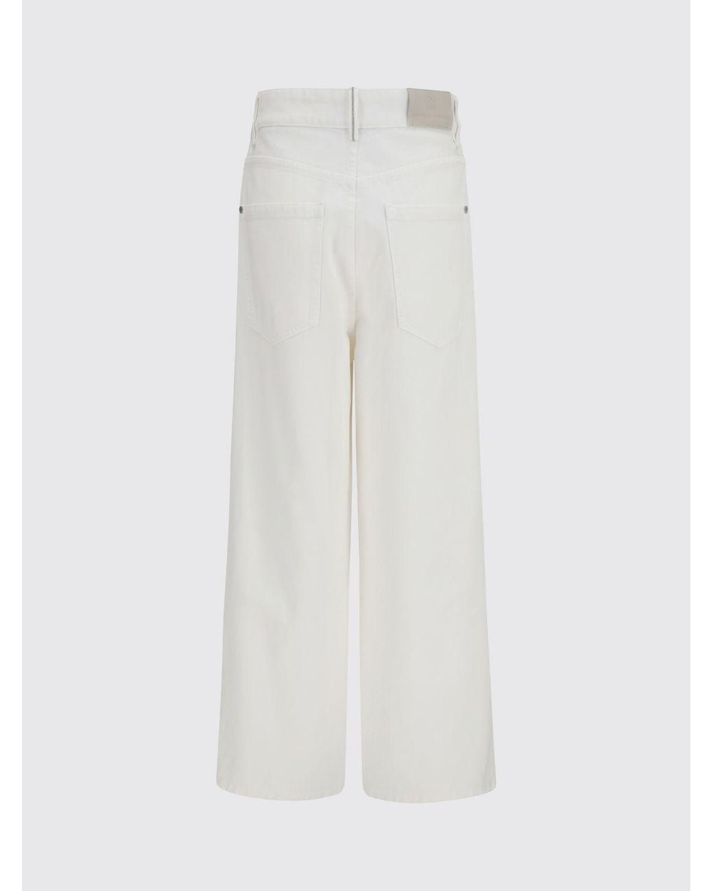 Brunello Cucinelli White Mid-Rise Wide Leg Jeans