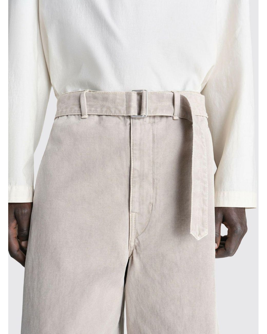 Lemaire Natural High-Waisted Knee-Length Cotton Denim Shorts With Adjustable Belt for men