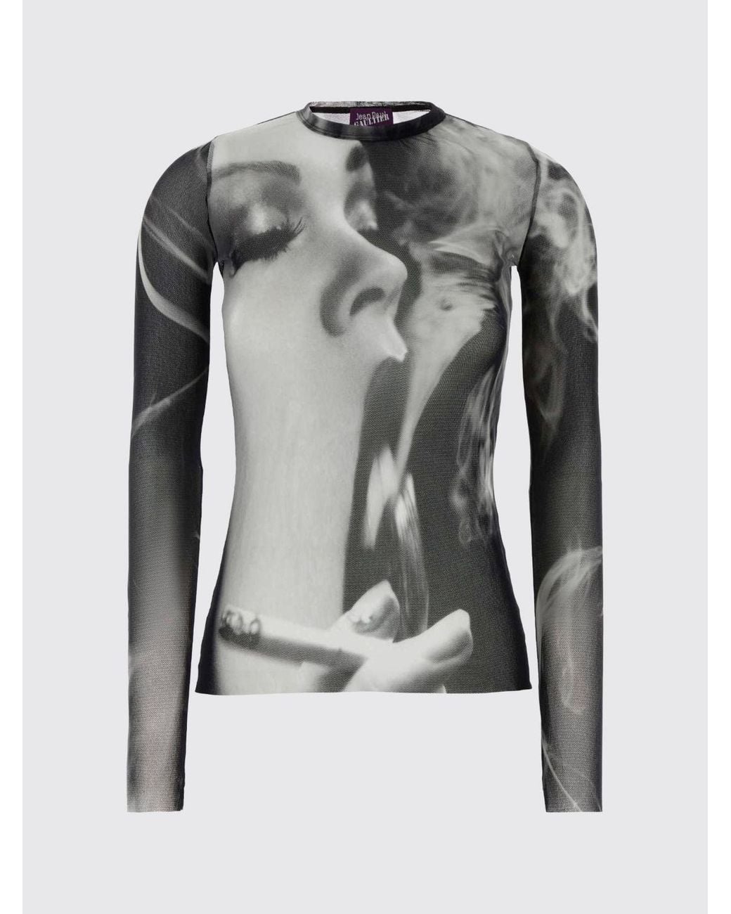 Jean Paul Gaultier Gray Slim Fit Graphic Print Top