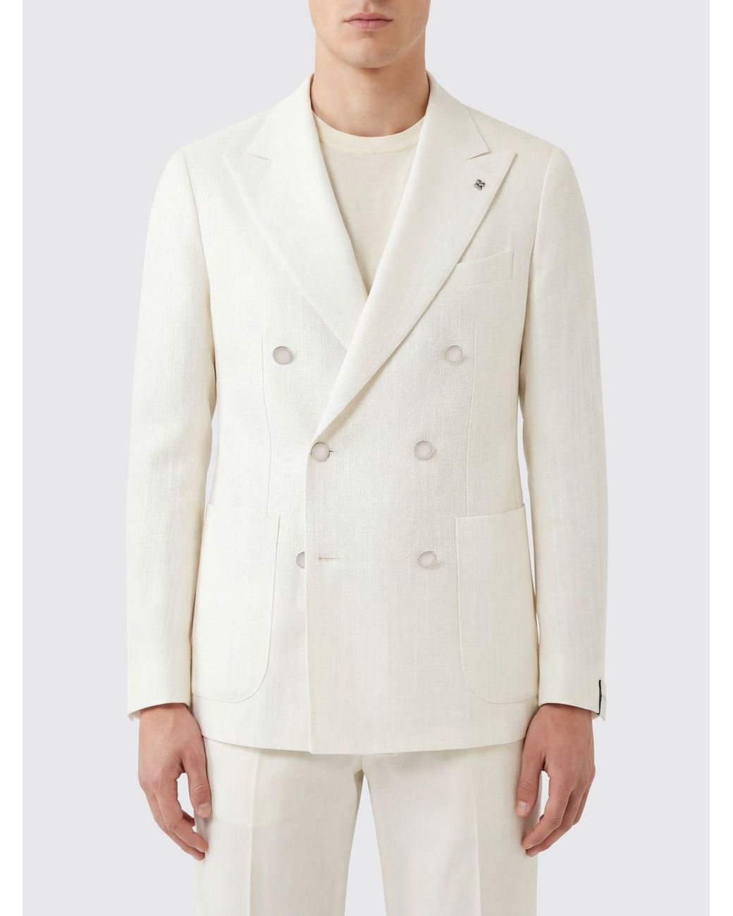 Tagliatore White Double-Breasted Blazer for men