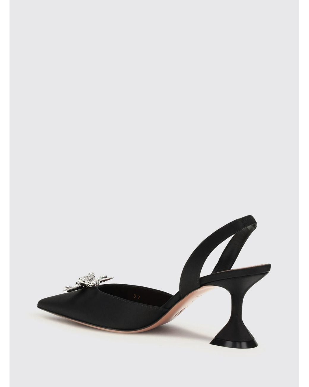 AMINA MUADDI Black Rosie Satin Slingbacks With Jewel Buckle