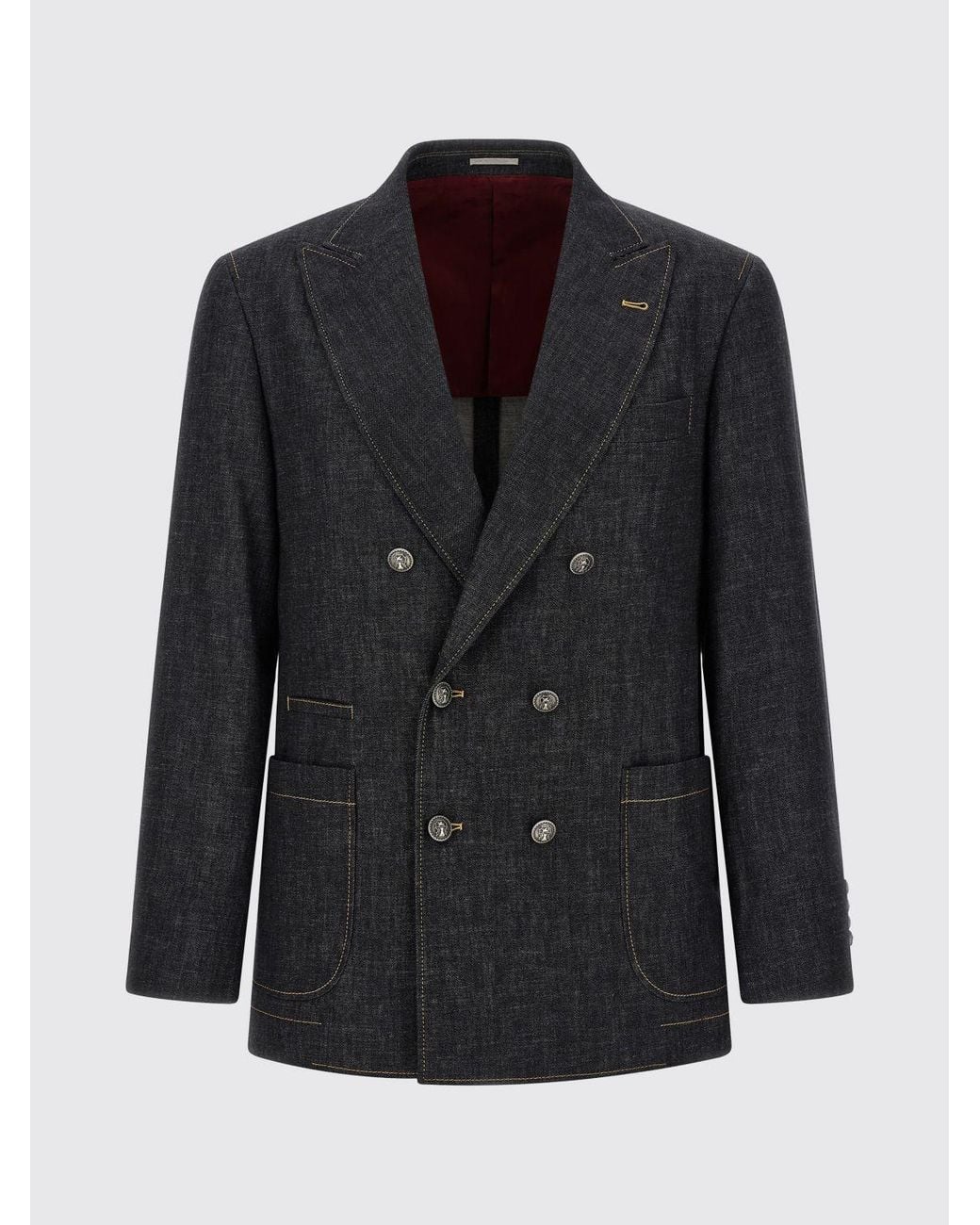 Brunello Cucinelli Black Double-Breasted Blazer for men