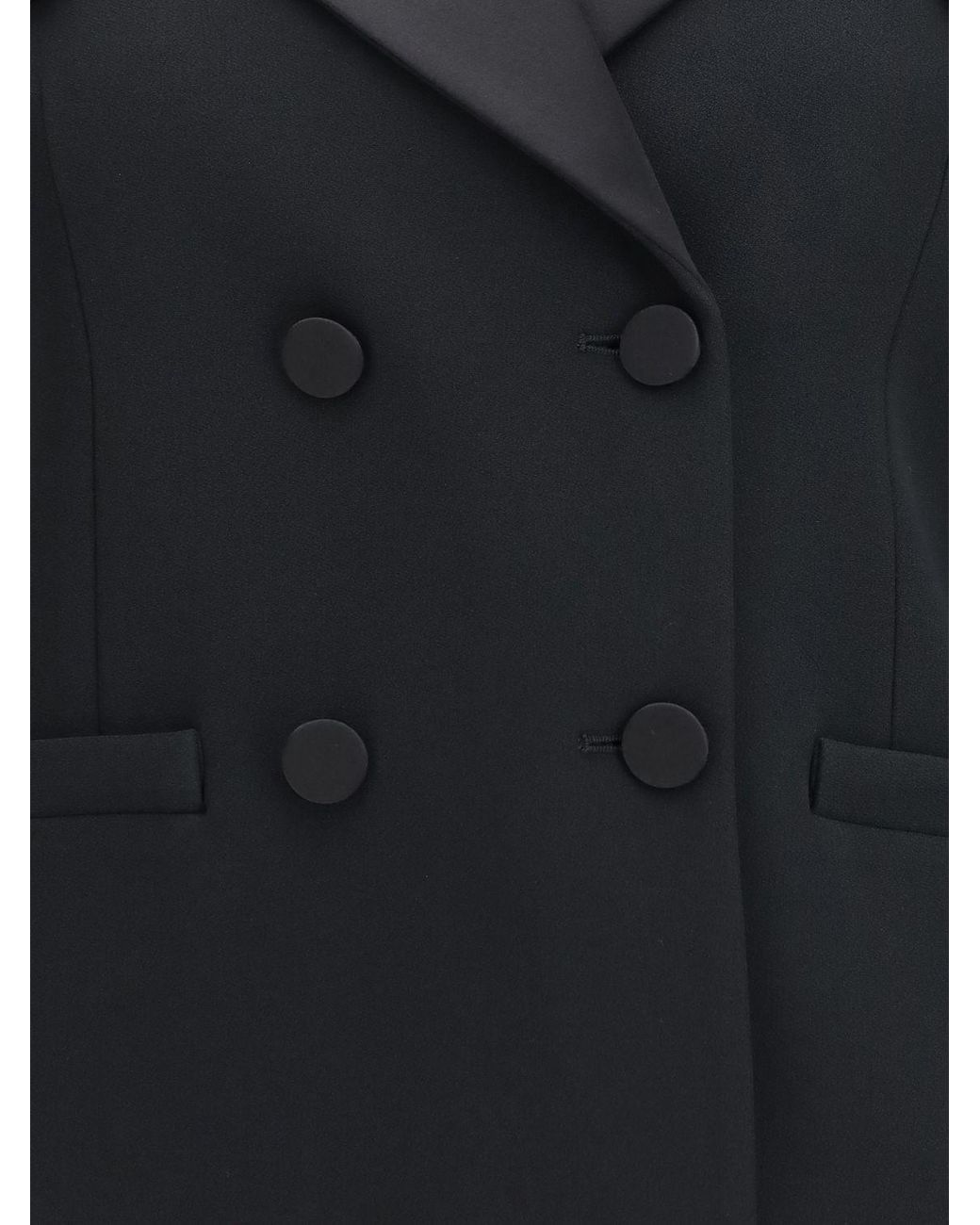 Ermanno Scervino Blue Cropped Double-Breasted Cady Blazer With Peak Lapels