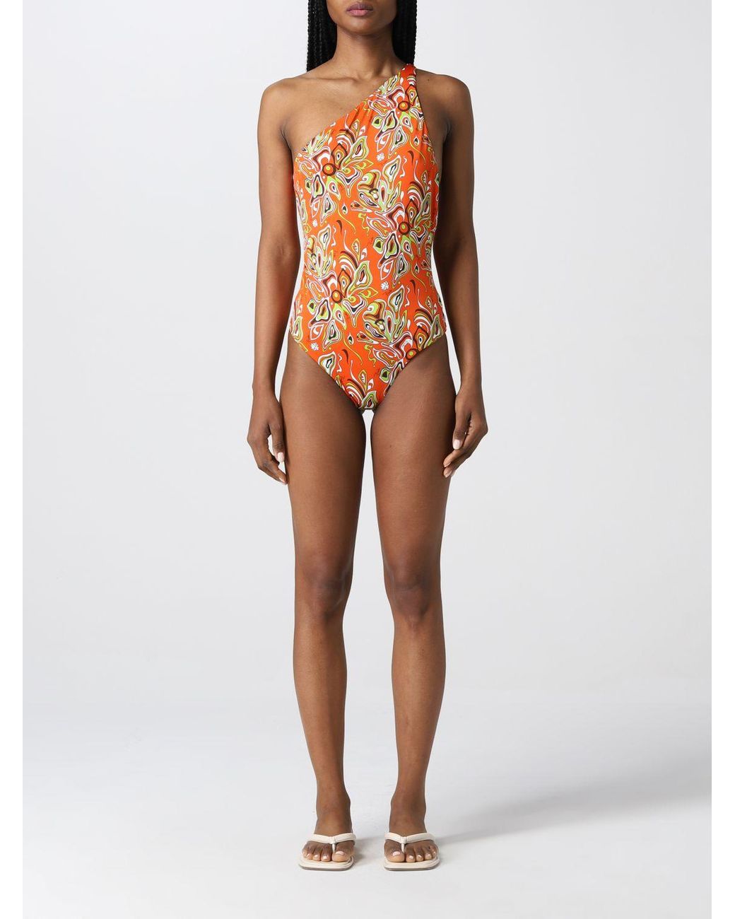 Emilio Pucci Scuba Bodysuit in Arancio & Nude