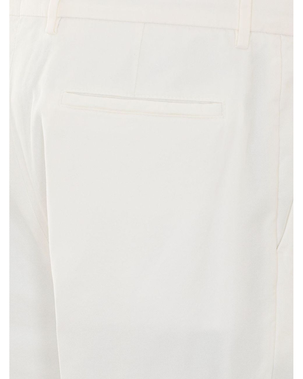 Brunello Cucinelli White Slim Fit Tailored Cotton Trousers for men