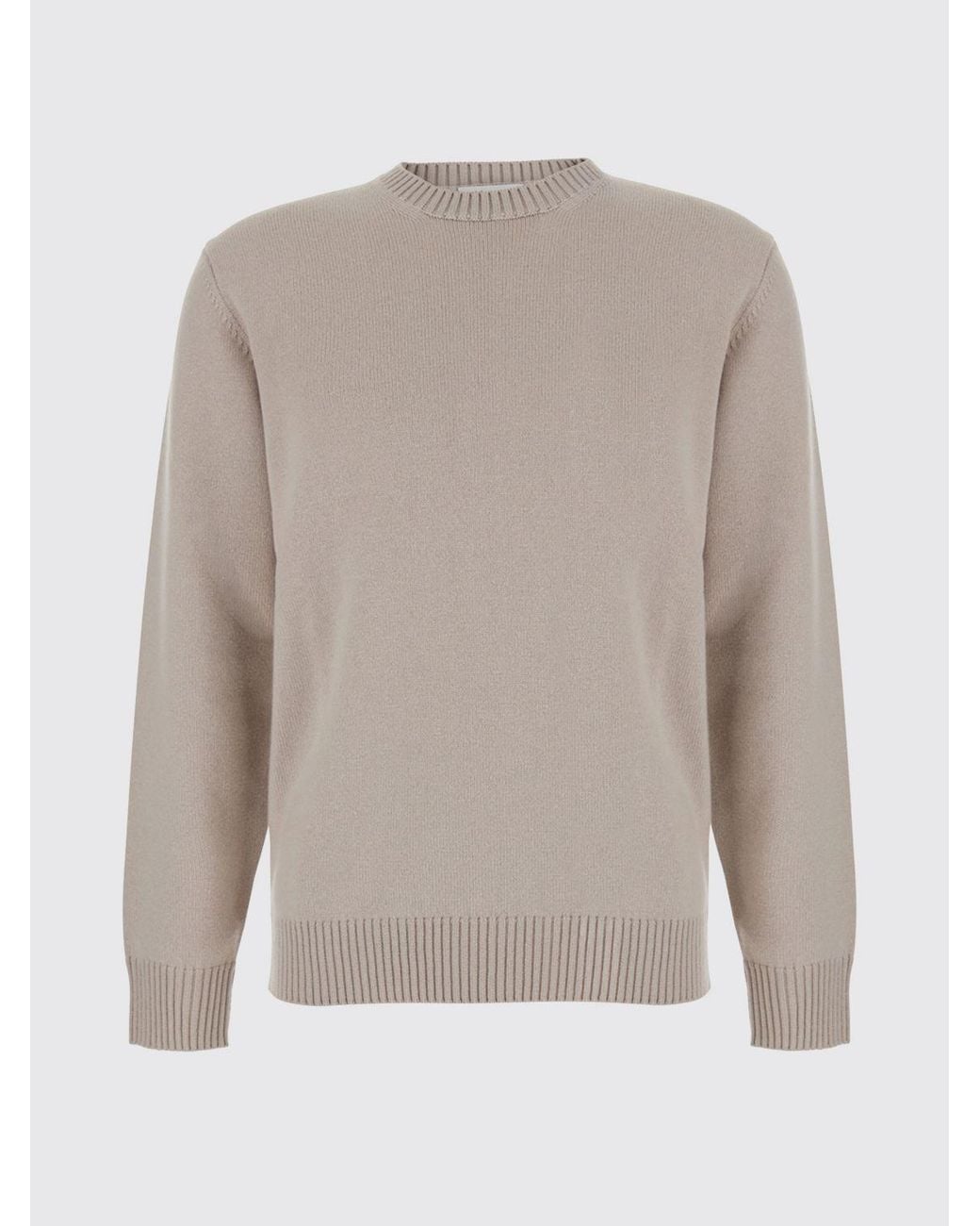Kangra Gray Wool And Cashmere Blend Crewneck Sweater With Ribbed Trims for men