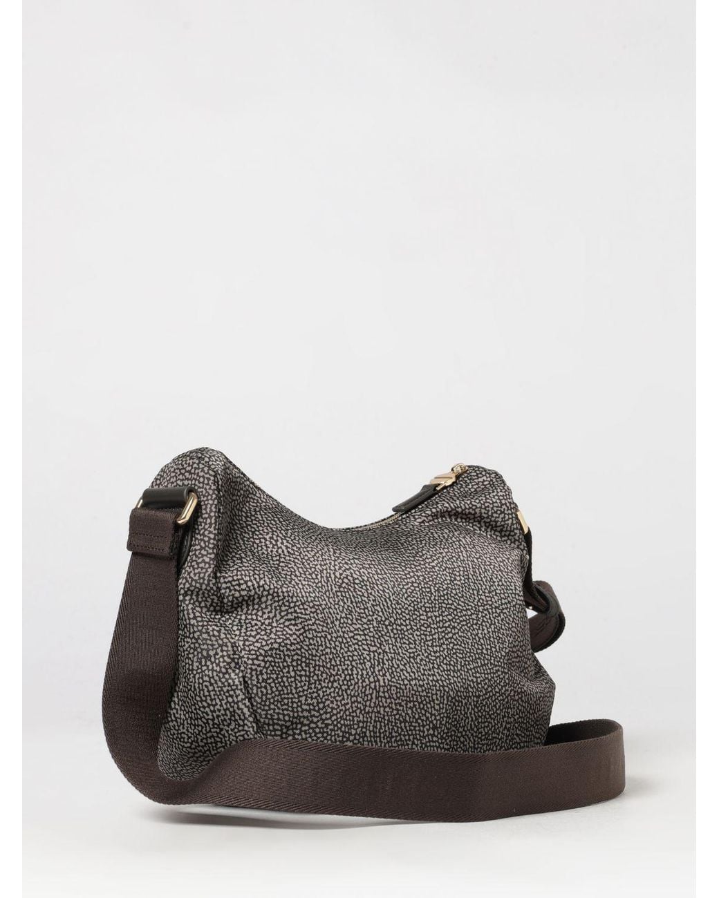 Borbonese Gray Luna Umhängetasche Aus Recyceltem Nylon Mit Punktmuster
