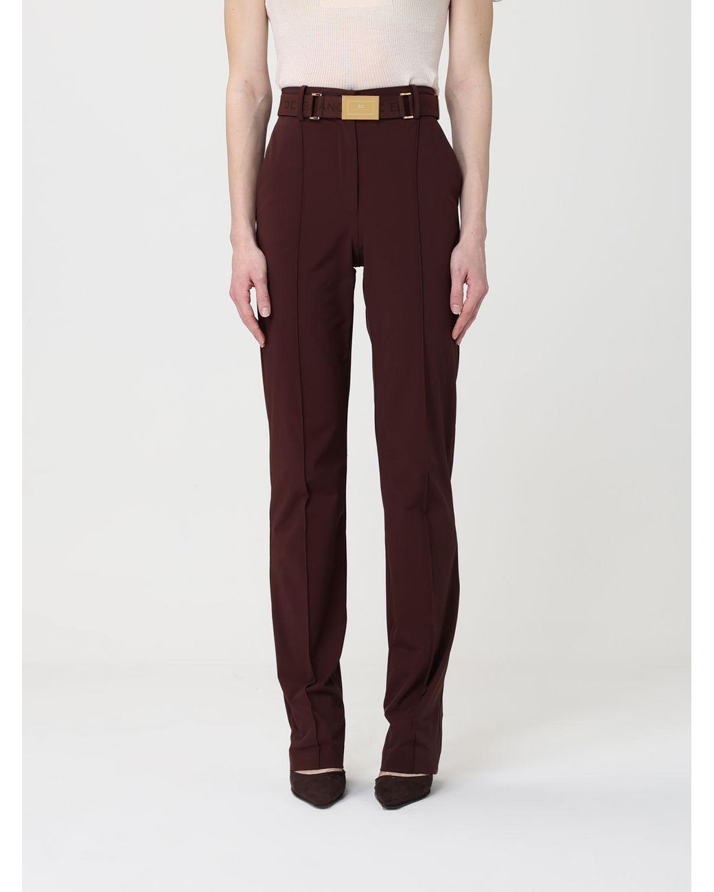 Elisabetta Franchi Red Stretch Jersey Trousers