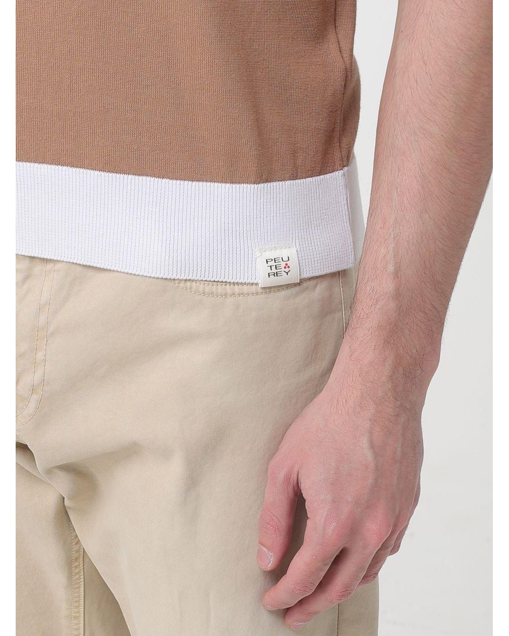 Peuterey White Cotton Knit Polo Shirt for men