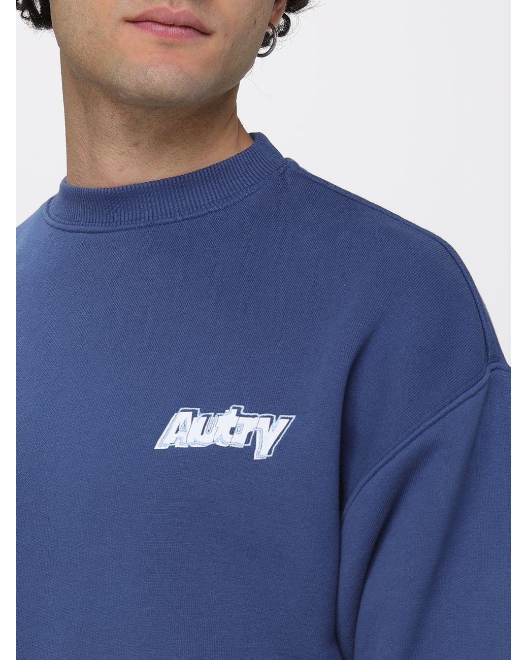 Autry Blue Cotton Crewneck Sweatshirt for men
