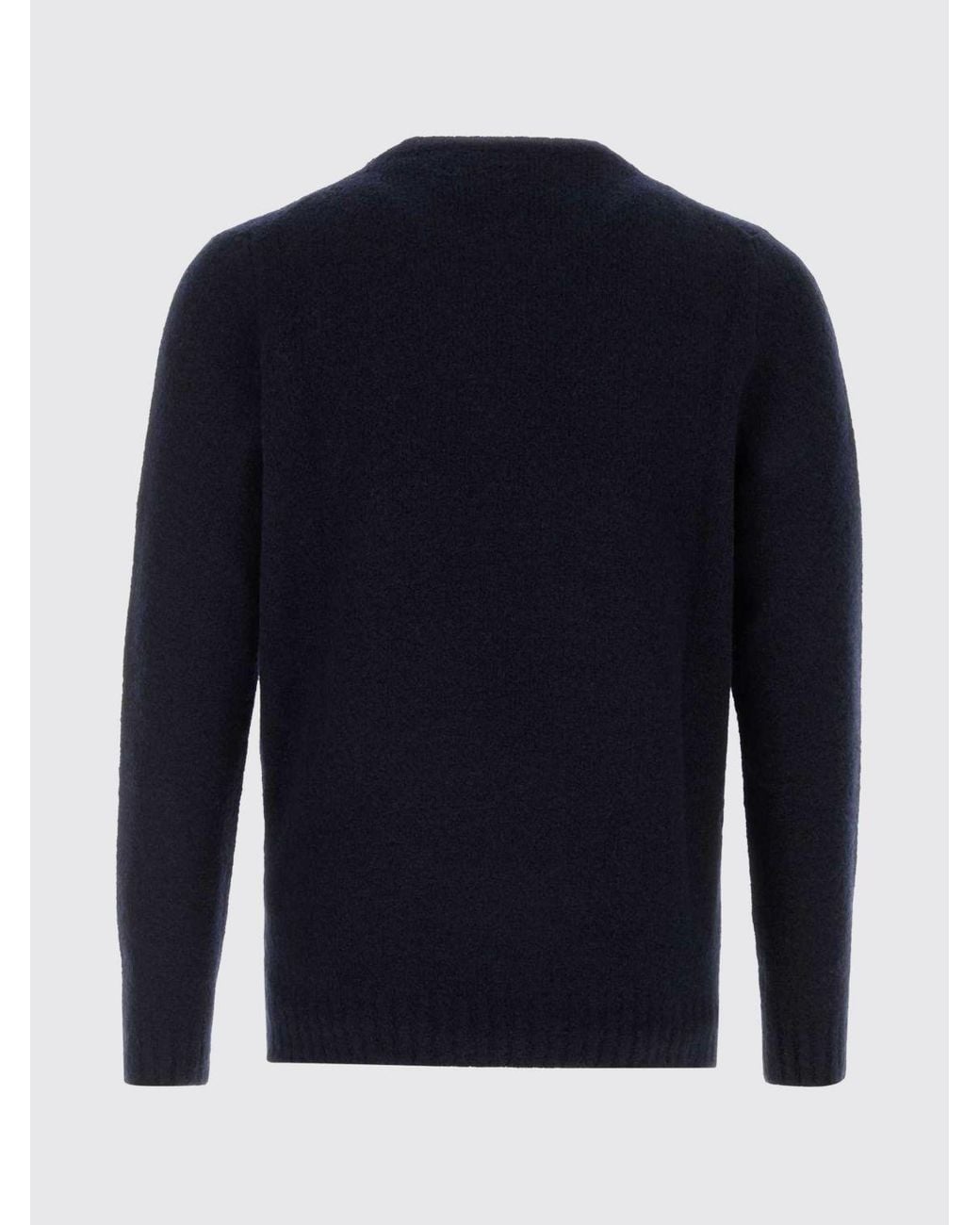 Fedeli Blue Crew-Neck Wool Blend Jumper With Long Sleeves And Ribbed Trims for men