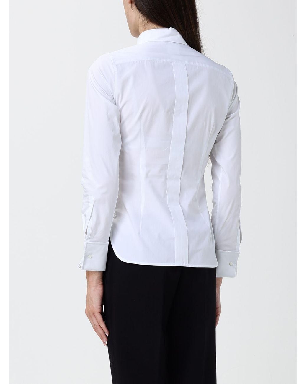 Max Mara White Slim Fit Stretch Cotton Shirt With Concealed Placket