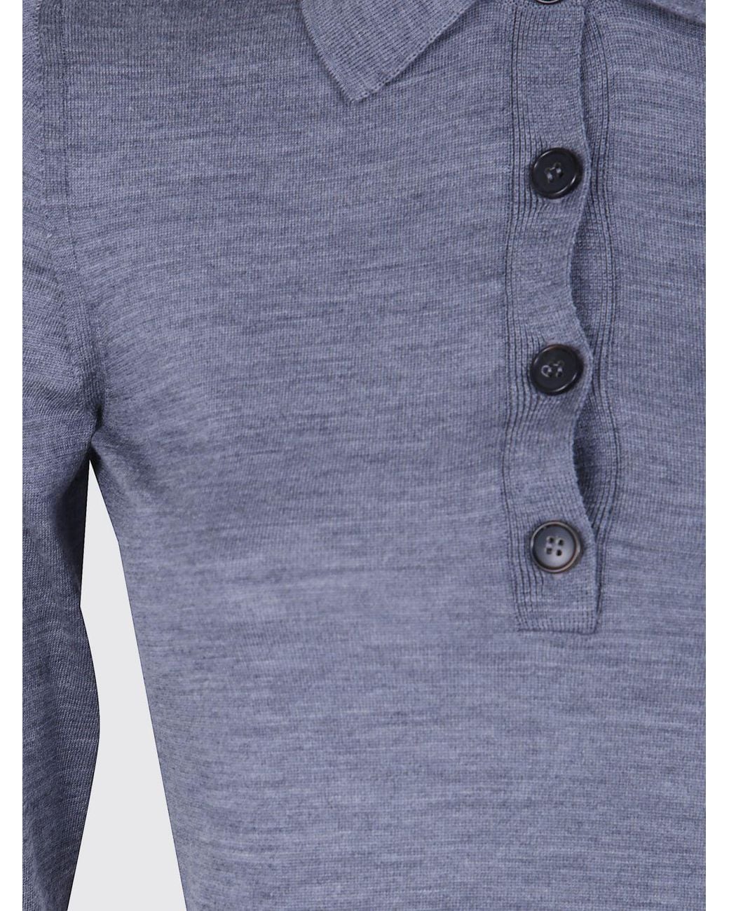 Mrz Blue Slim Fit Long-Sleeve Virgin Wool Knit Polo