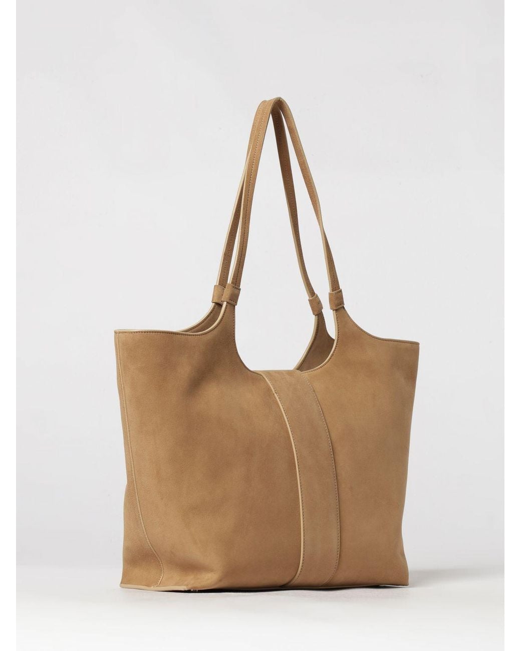 Roger Vivier Natural Belle Vivier Suede Sheepskin Tote Bag With Double Handle