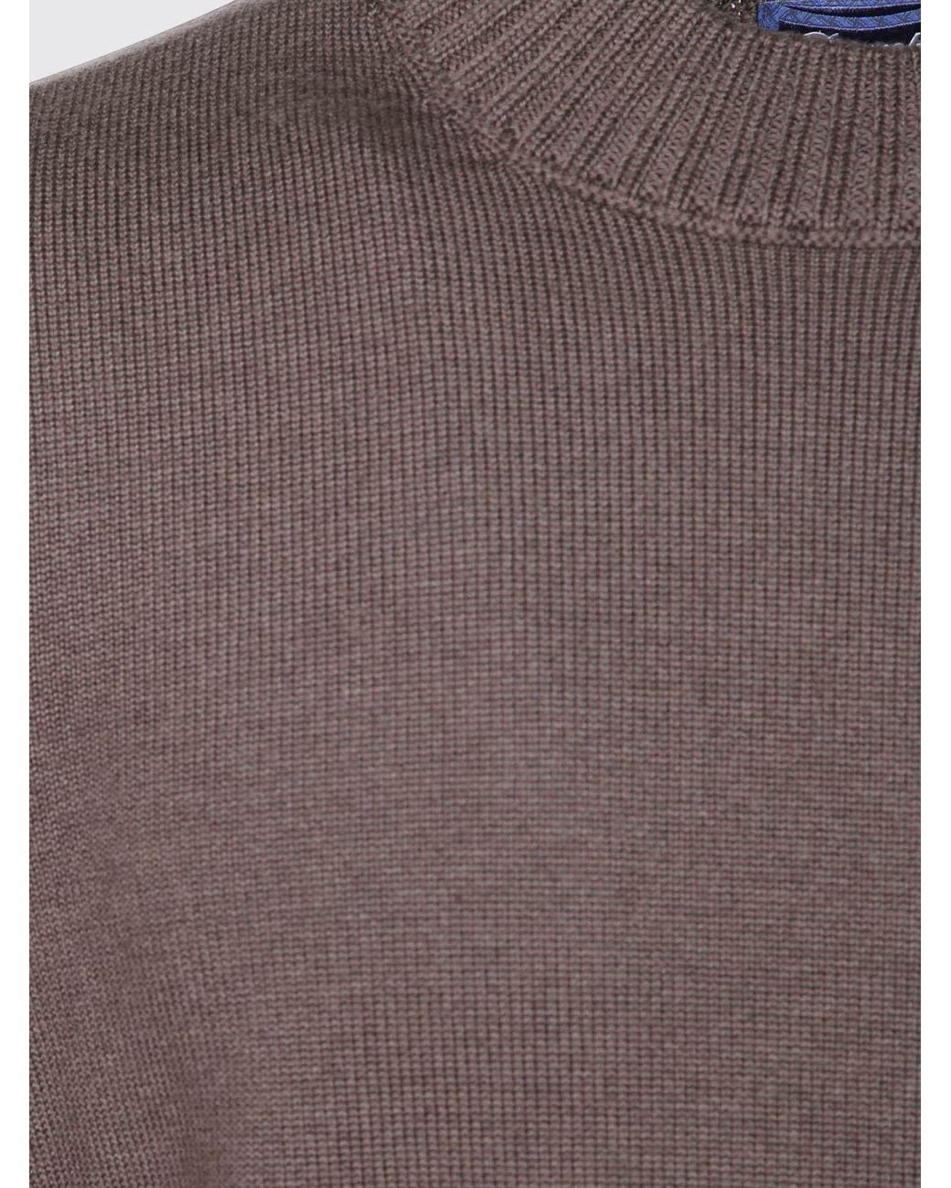 Drumohr Brown Pure Merino Wool Crewneck Jumper With Long Sleeves for men