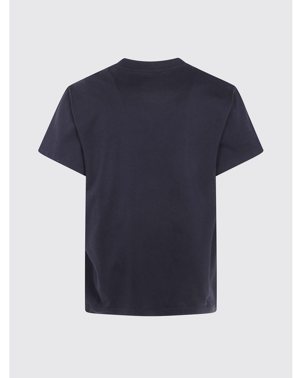 Jil Sander Blue Cotton Crewneck T-Shirt With Contrast Logo On Chest for men