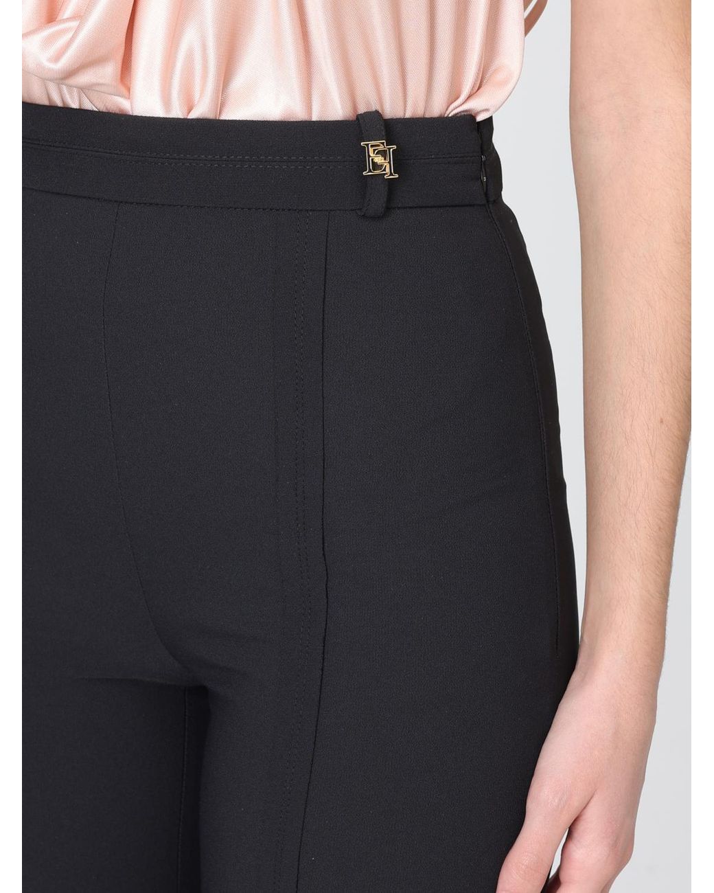 Elisabetta Franchi Blue Crepe Trousers