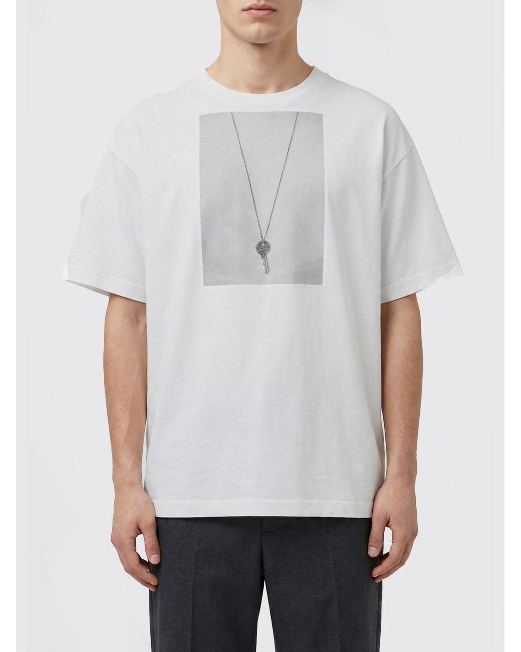MM6 by Maison Margiela Gray Cotton T-Shirt With Key Print for men