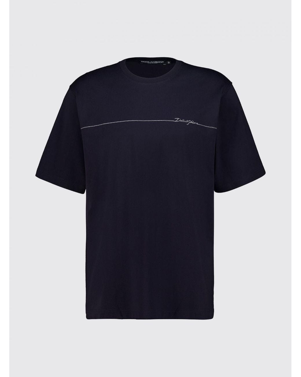 Dolce & Gabbana Blue Dolce &Amp Gabbana Crewneck Cotton T-Shirt With Contrasting Logo for men