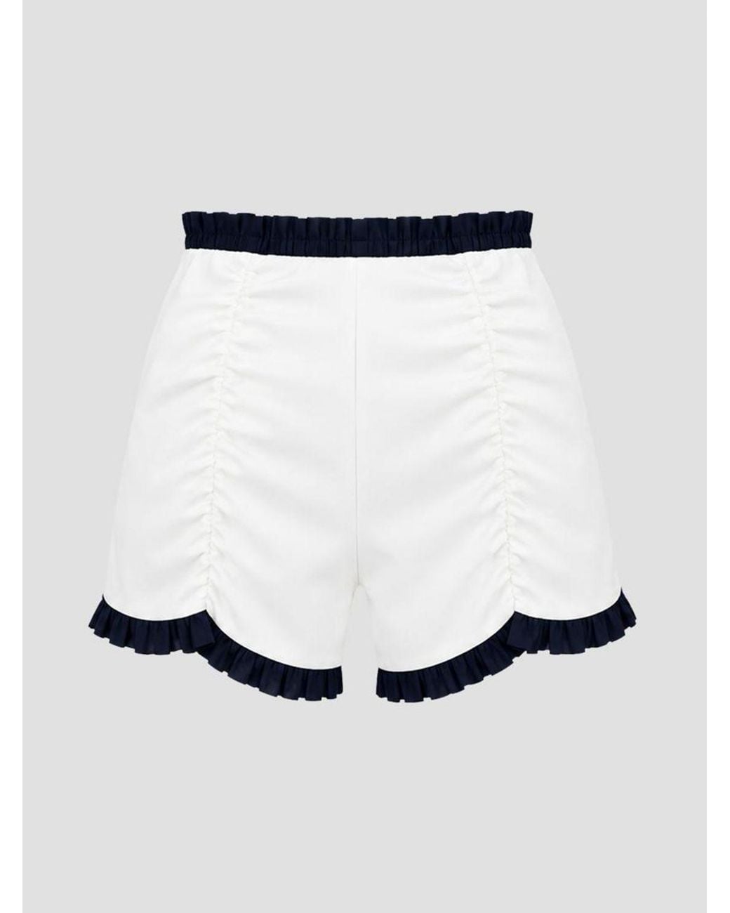 Vivetta White High-Waisted Crêpe Culotte Shorts With Lace Inserts