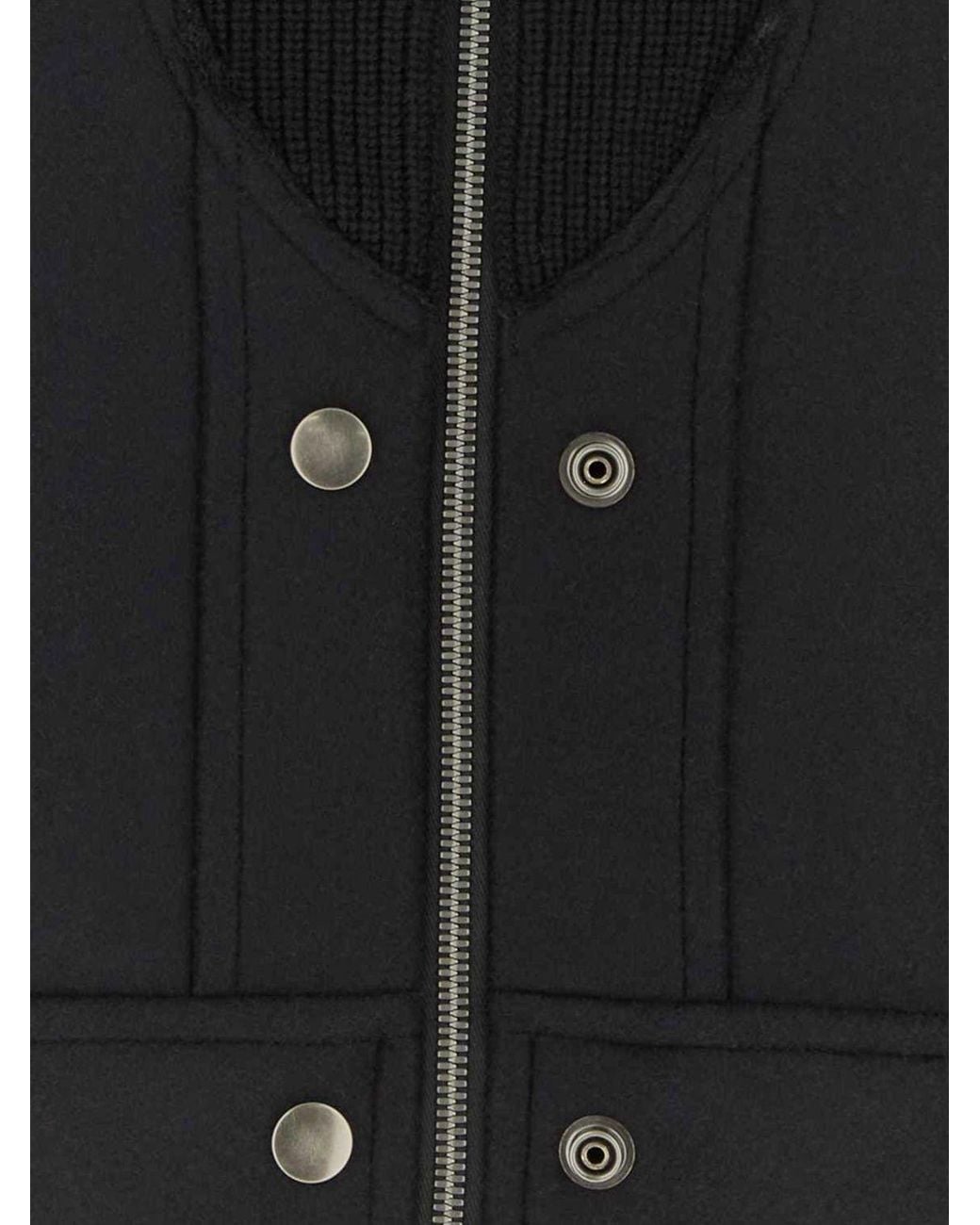 Maison Margiela Blue Virgin Wool Bomber Jacket With Turtleneck Collar
