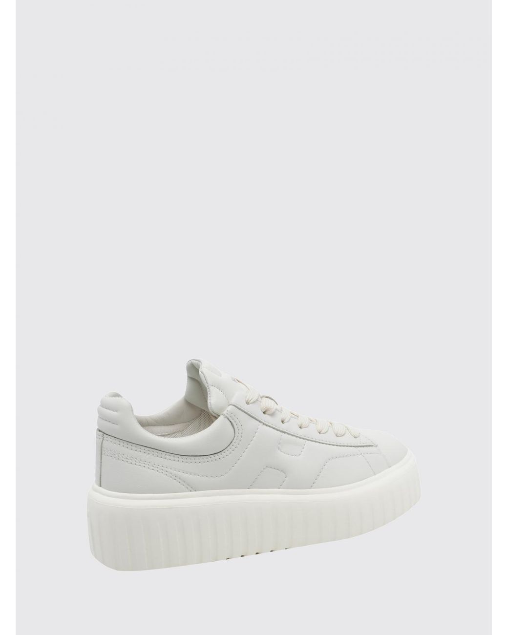 Hogan White H-Stripes Smooth Calfskin Platform Trainers With Embossed Logo