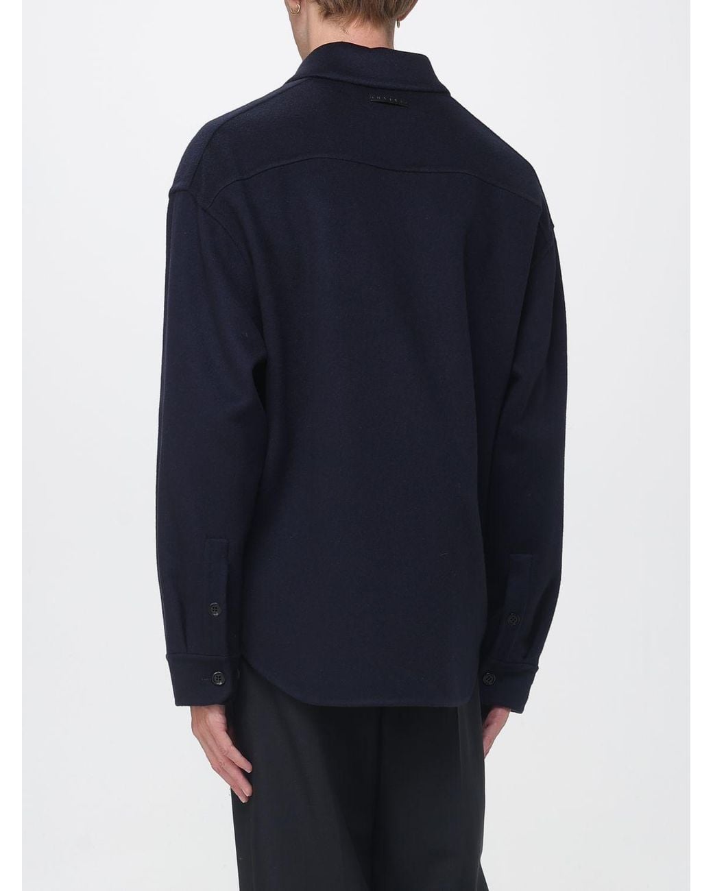 Marni Blue Virgin Wool And Cashmere Shirt Jacket With Dropped Shoulders for men