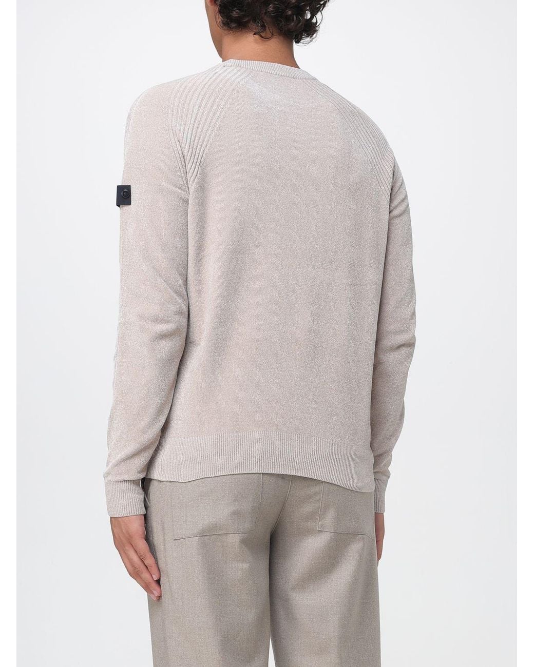 Peuterey Gray Crew Neck Polyester Sweater With Long Sleeves And Ribbed Trims for men
