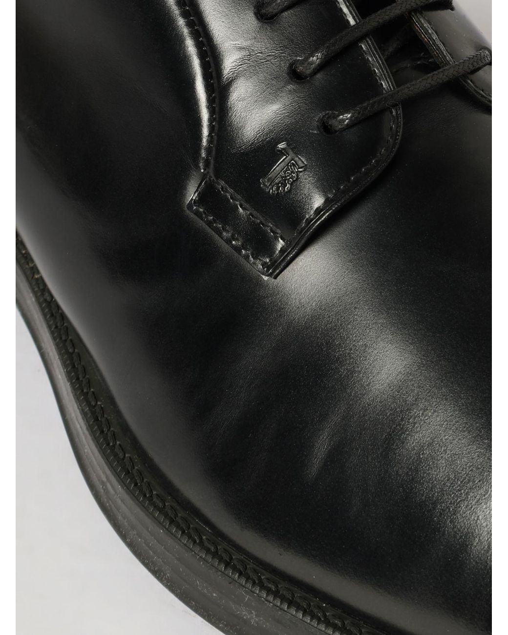 Tod's Black Leather Derby Shoes for men