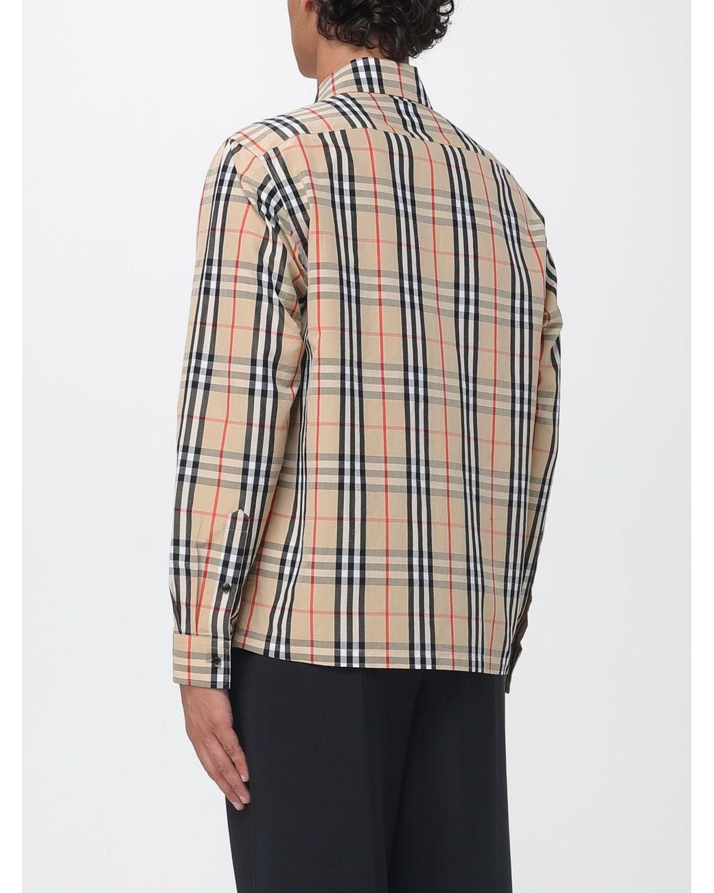 Burberry Blue Ollie Vintage Check Linen And Cotton Shirt Jacket With Zip Closure for men