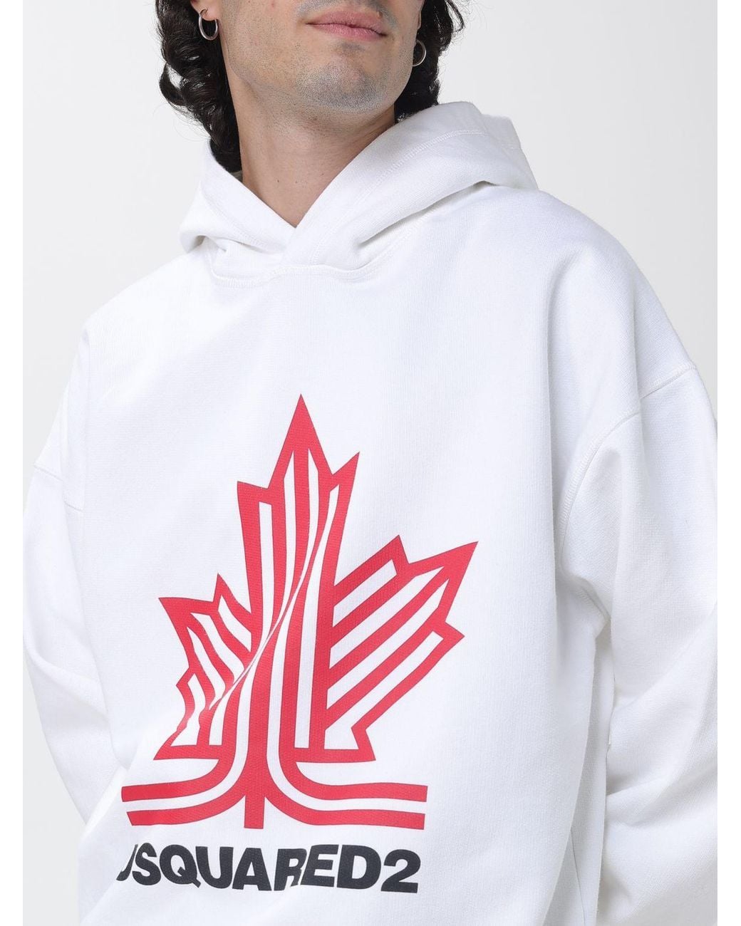 DSquared² White Relaxed-Fit Cotton Hoodie With Contrast Logo for men