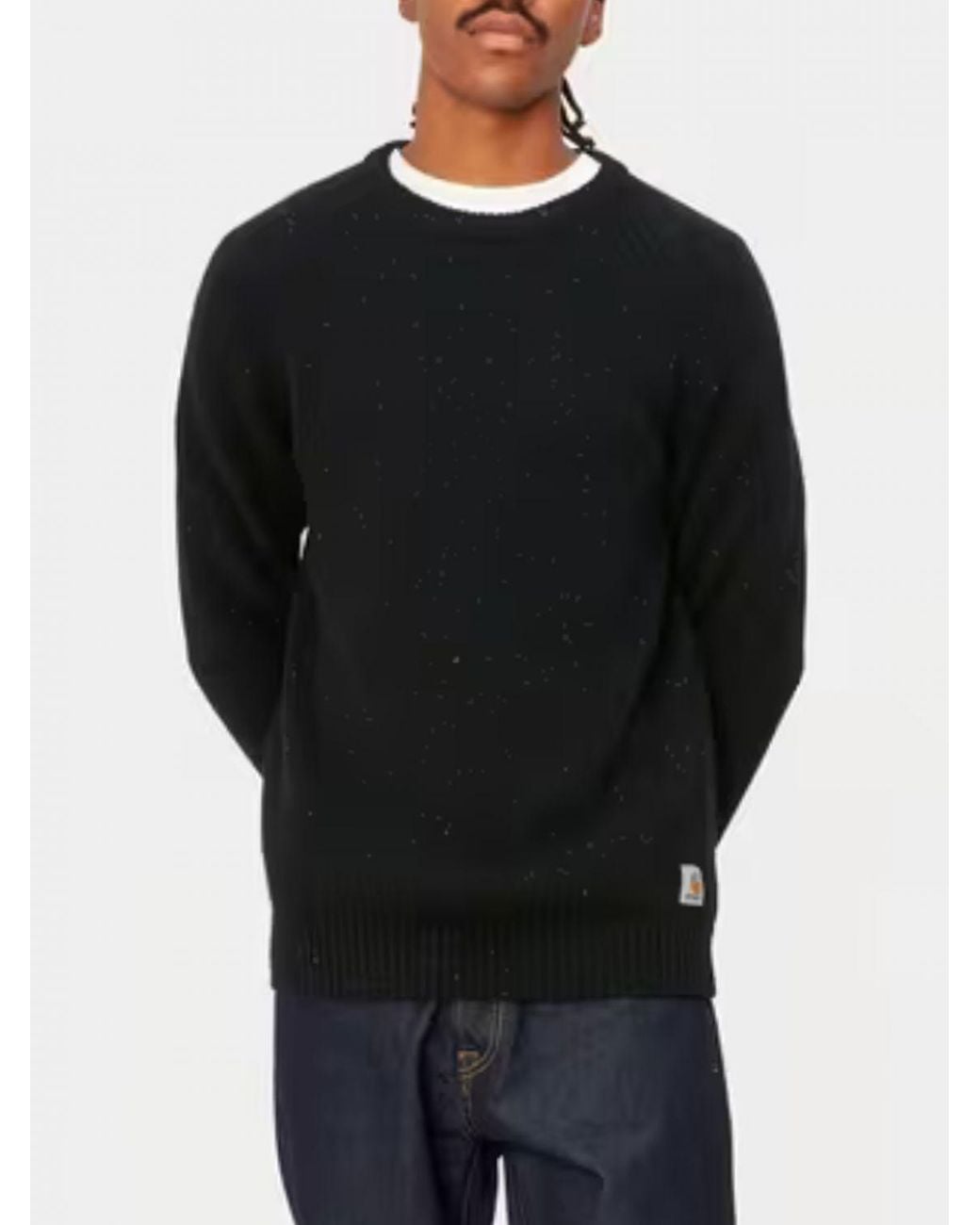 Carhartt Black Long-Sleeved Wool And Cotton Blend Crewneck Sweater for men