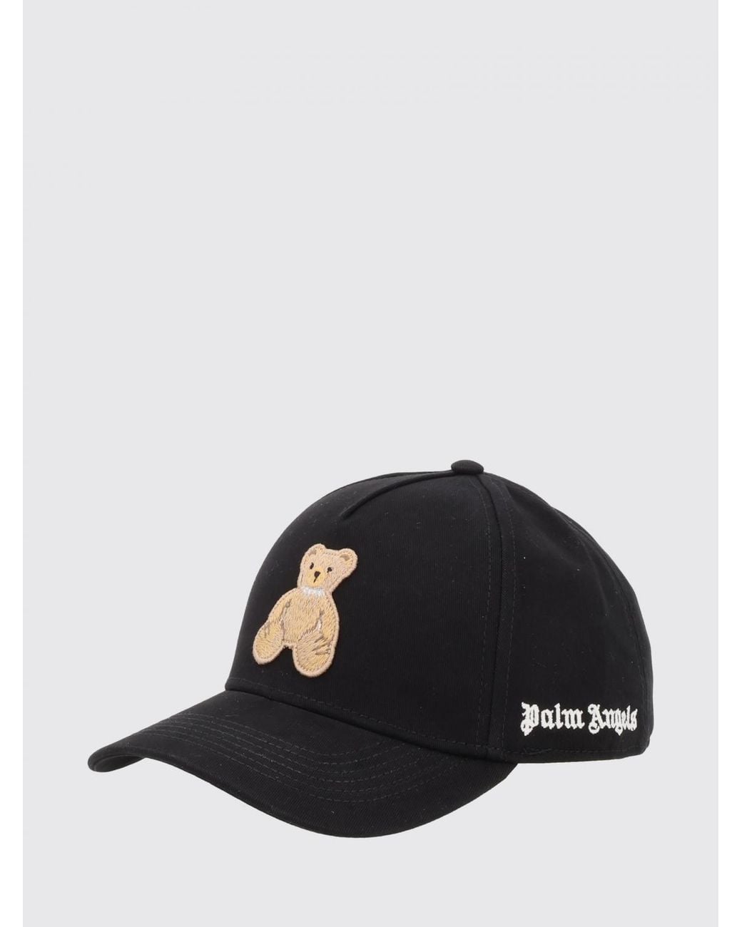 Palm Angels Black Cotton Baseball Cap With Teddy Bear Patch And Logo