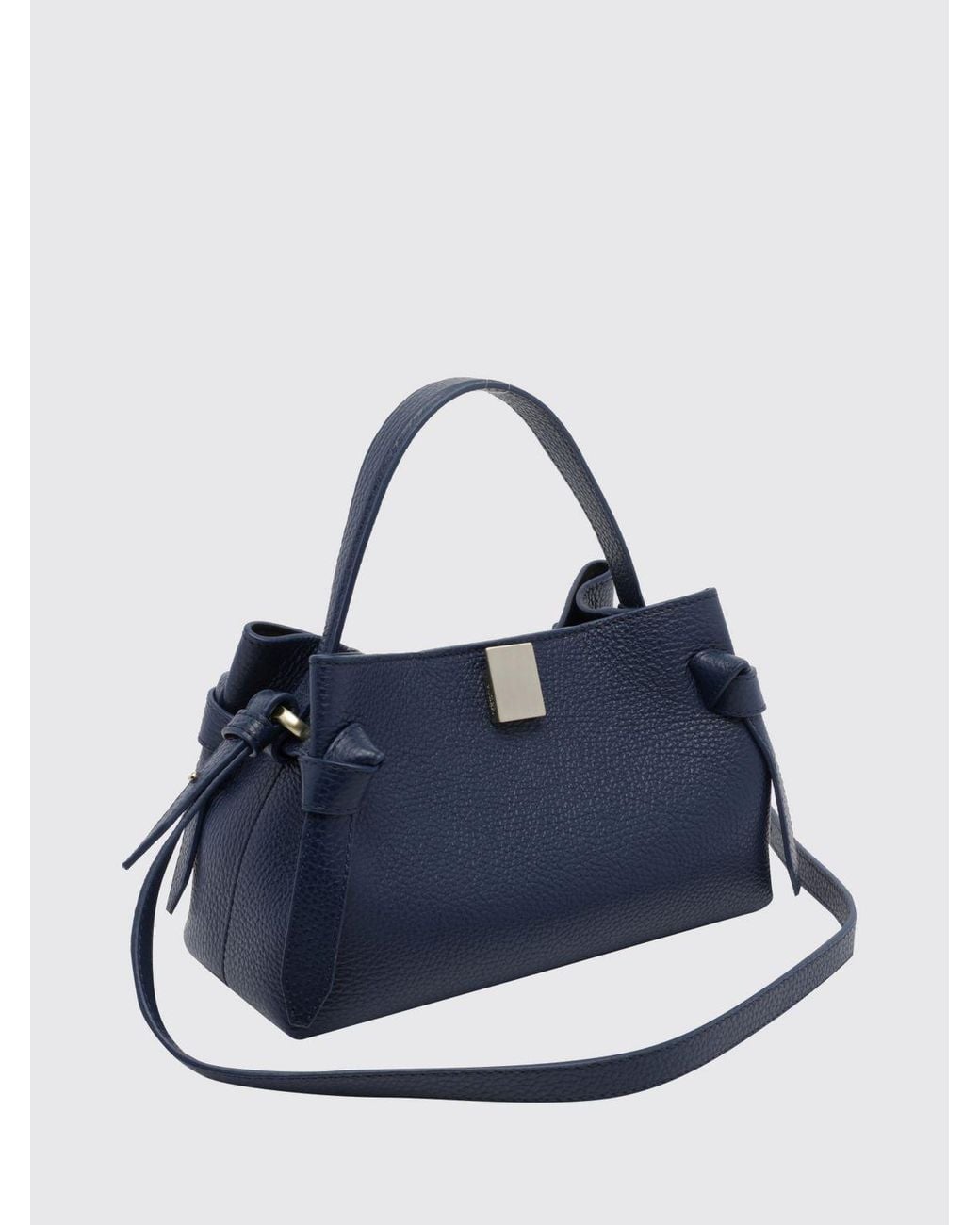 Yuzefi Blue Gyoza Grained Calfskin Leather Mini Bag With Shoulder Strap