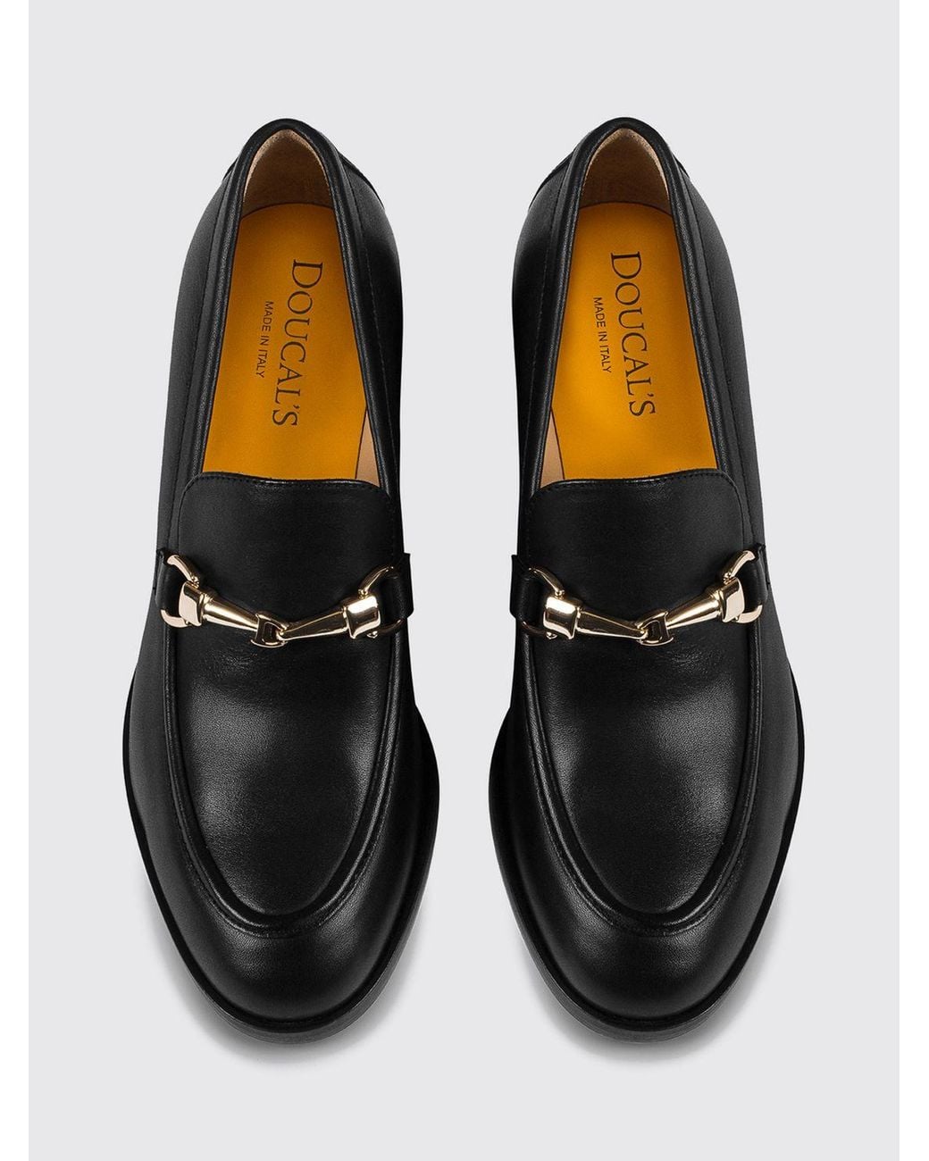 Doucal's Black Calfskin Penny Loafers With Metal Horsebit