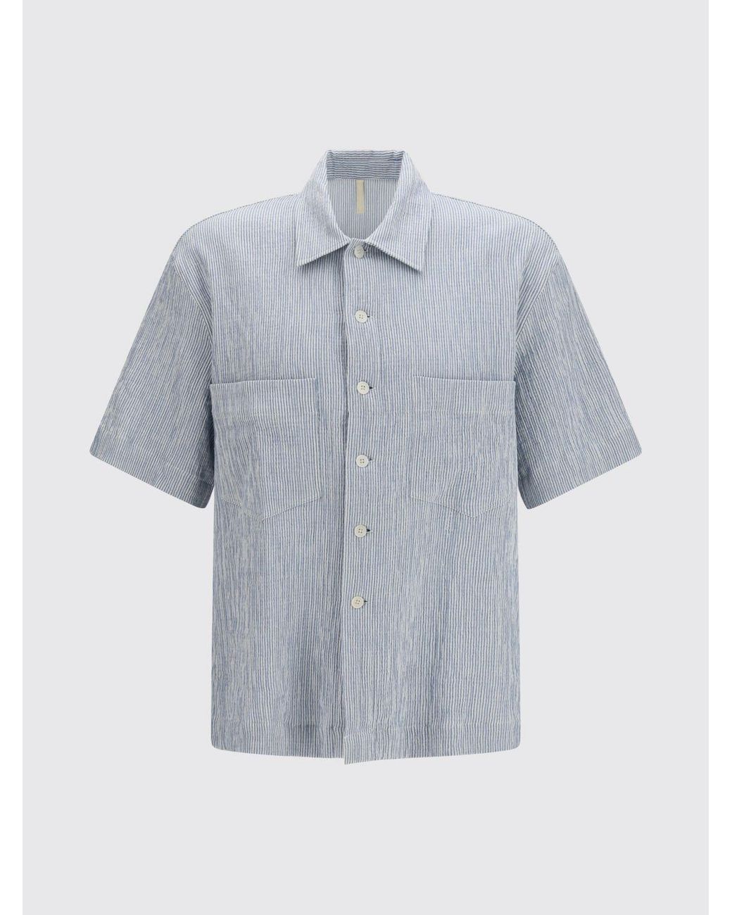 sunflower Gray Striped Stretch Cotton Shirt for men