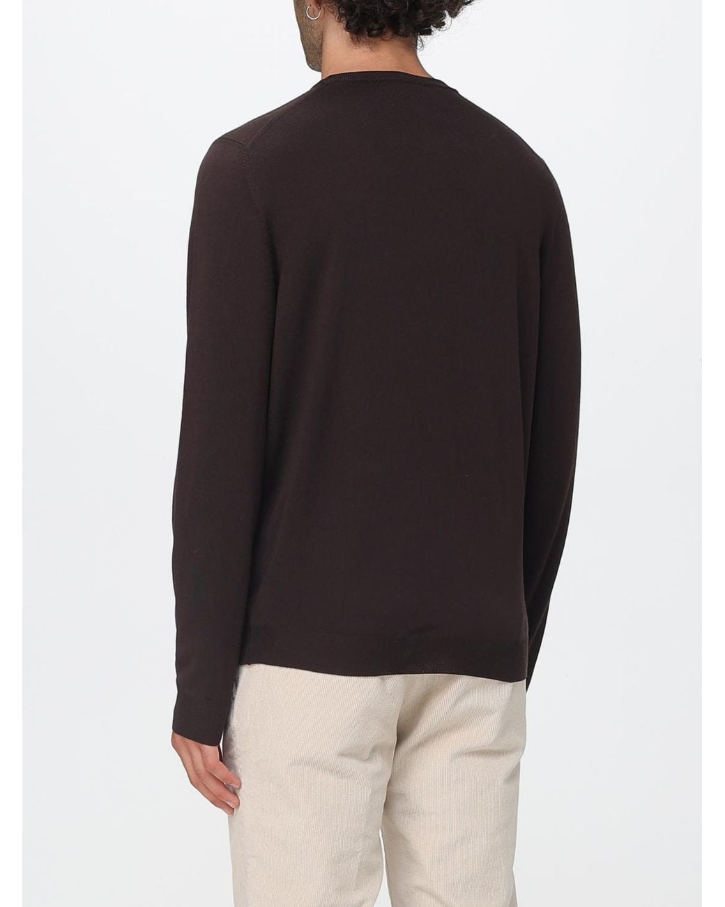 Zanone Black Crewneck Wool Blend Jumper With Long Sleeves And Ribbed Trims for men