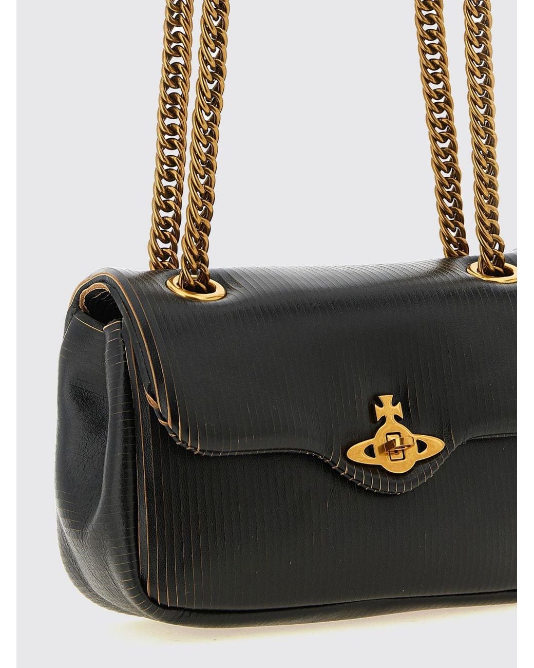 Vivienne Westwood White Embossed Leather Mini Shoulder Bag With Orb Logo