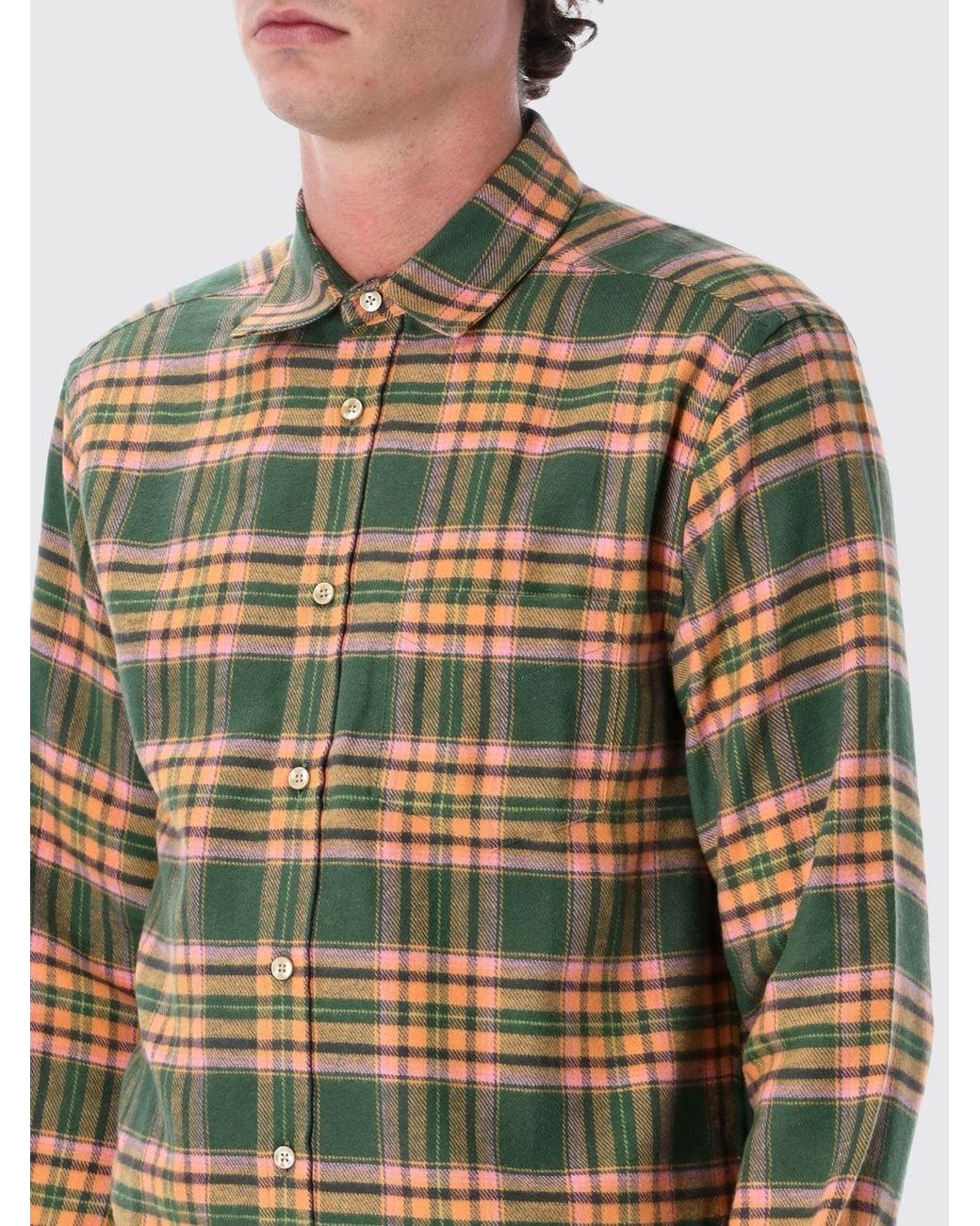 Portuguese Flannel Pink Long-Sleeved Tartan Pattern Cotton Shirt for men