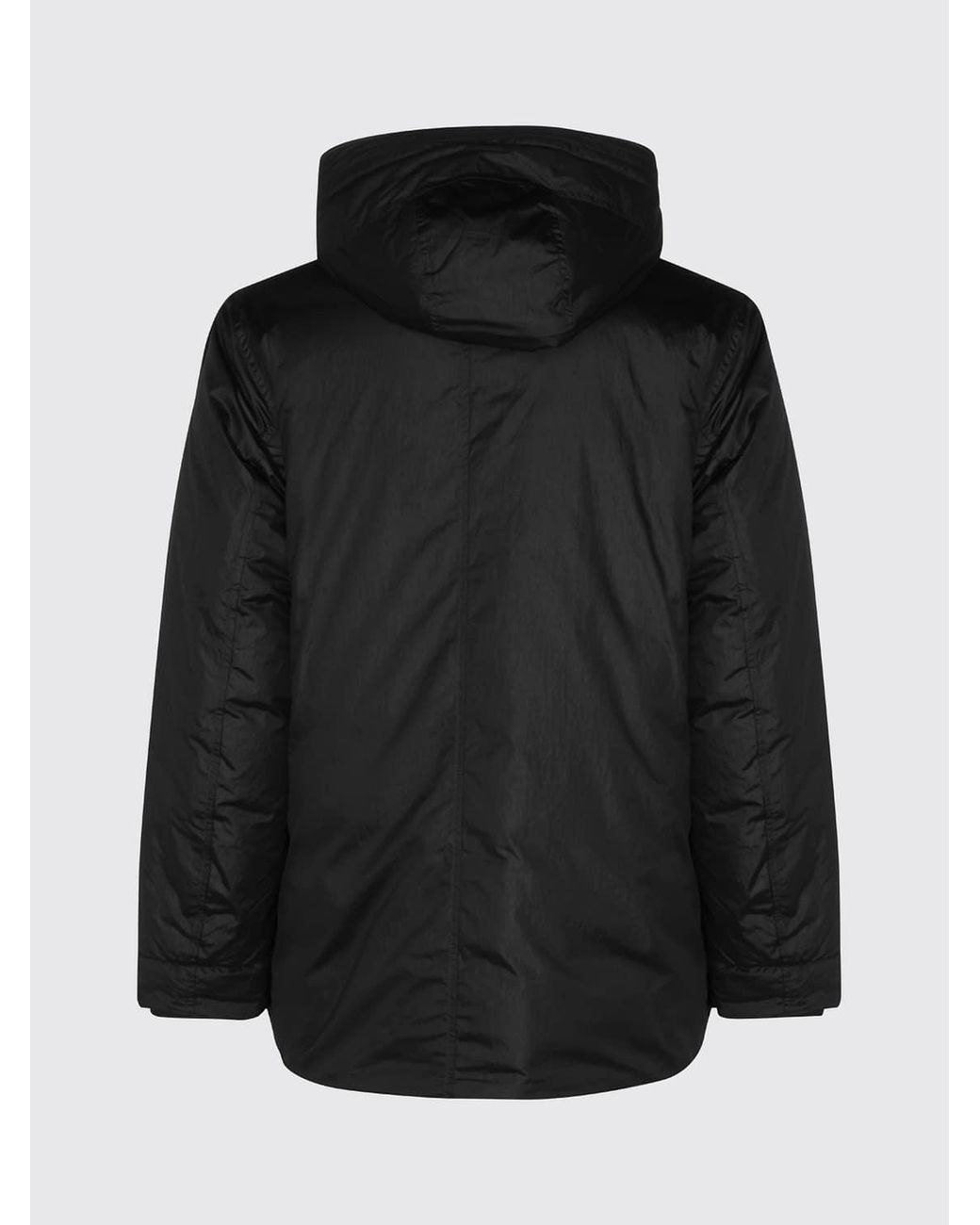 Stone Island Black Short Water-Repellent Parka With Adjustable Hood And Logo for men