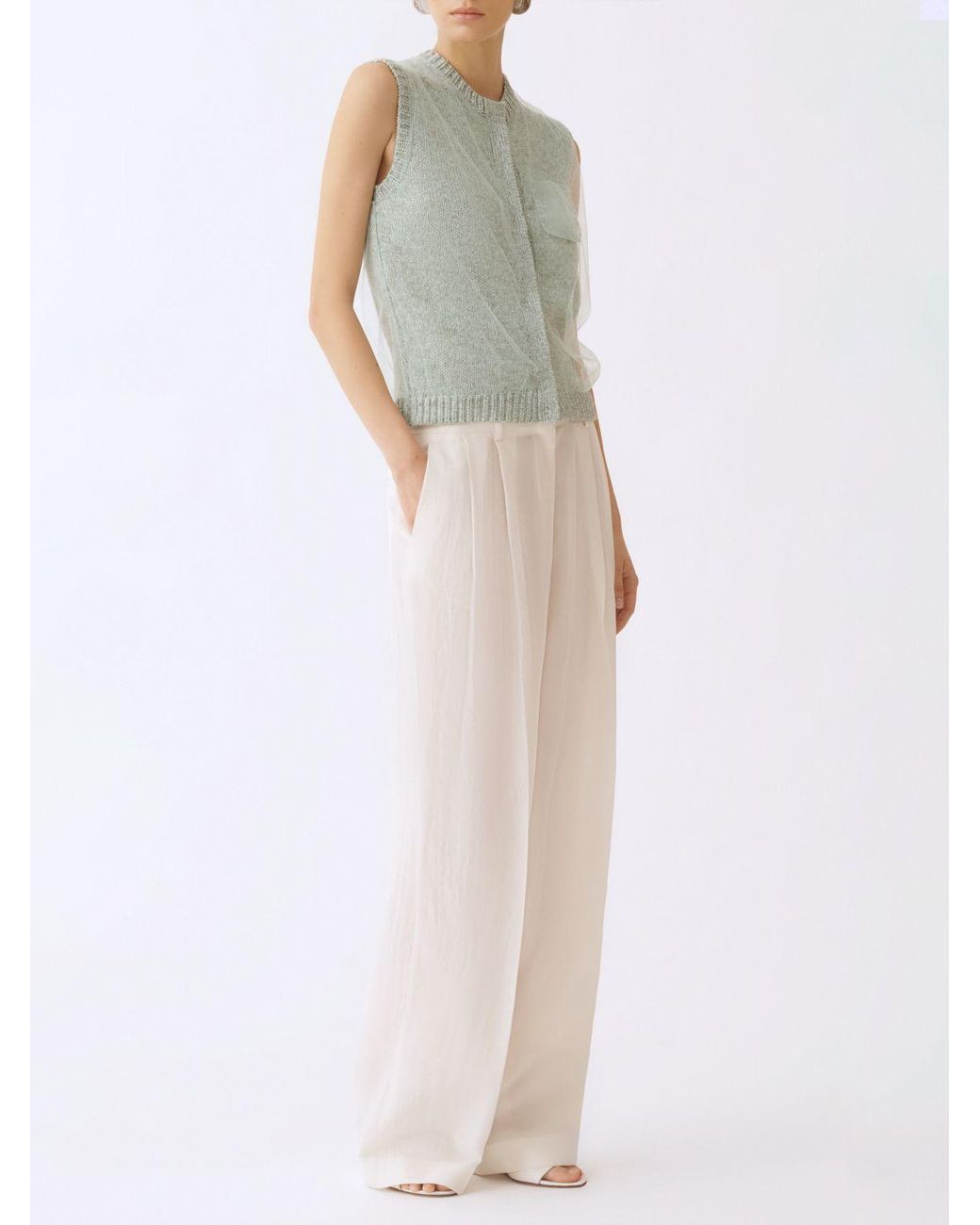 Fabiana Filippi Blue Wool And Cotton Knit Vest
