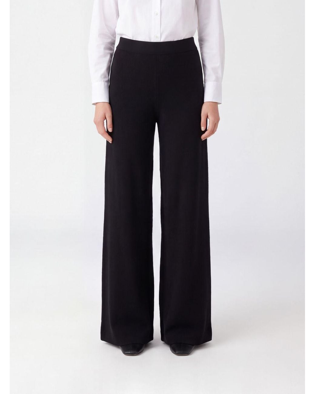 Roberto Collina Black High-Waisted Wide Leg Jersey Palazzo Trousers