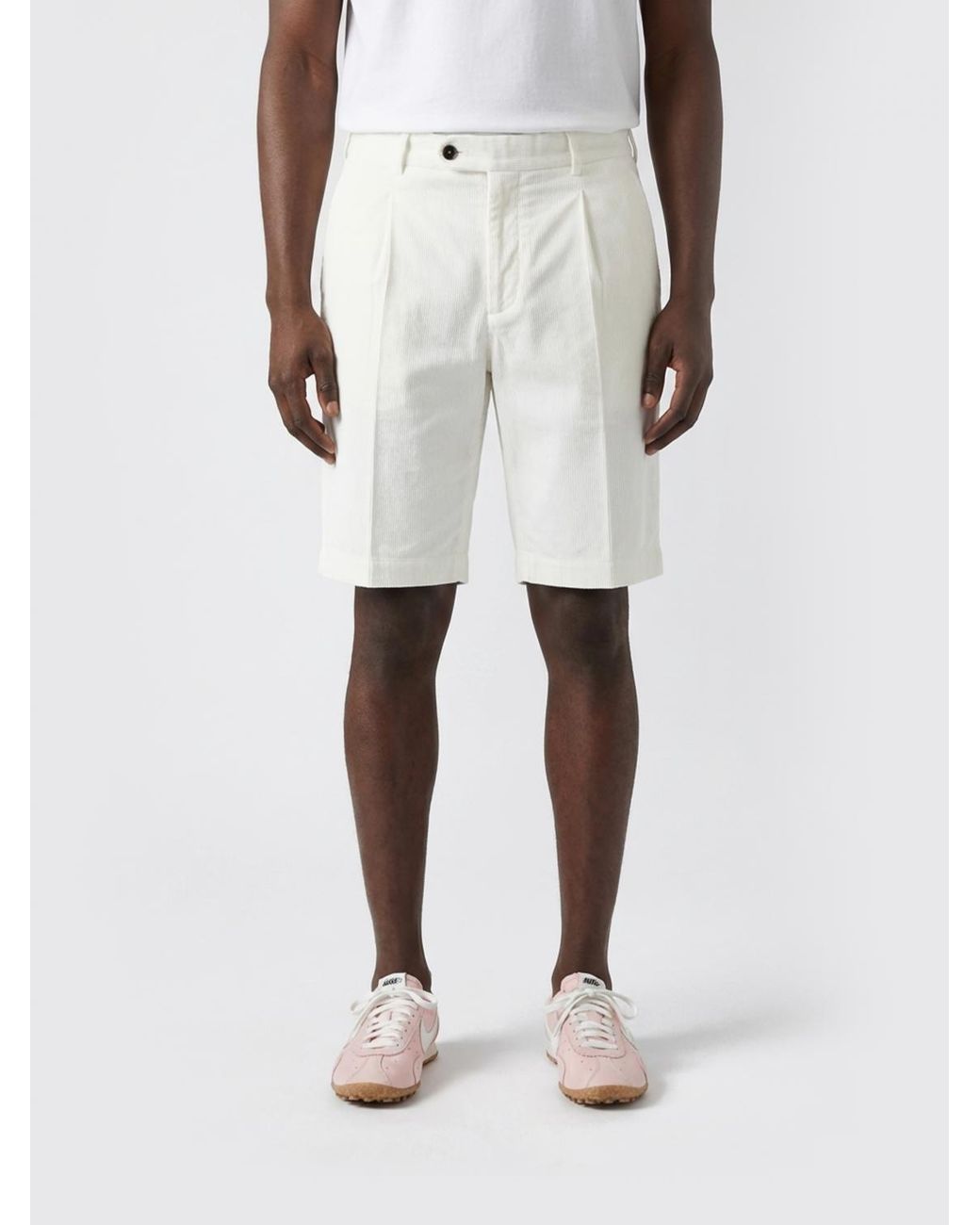 PT Torino White Velvet Tailored Shorts for men