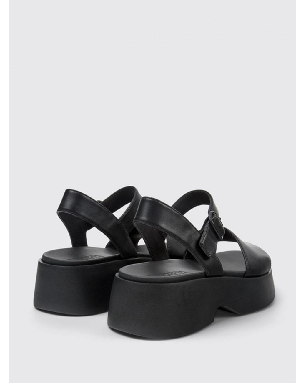 Camper Black Tasha Platform Sandal Leather