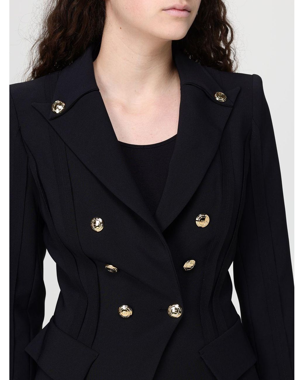 Elisabetta Franchi Black Double-Breasted Blazer