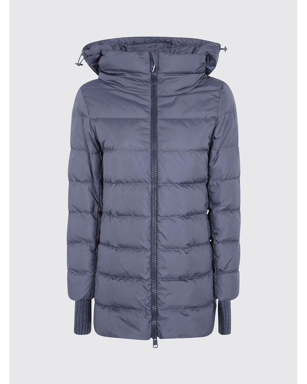Herno Blue A-Shape Short Water-Repellent Nylon Down Jacket With Hood