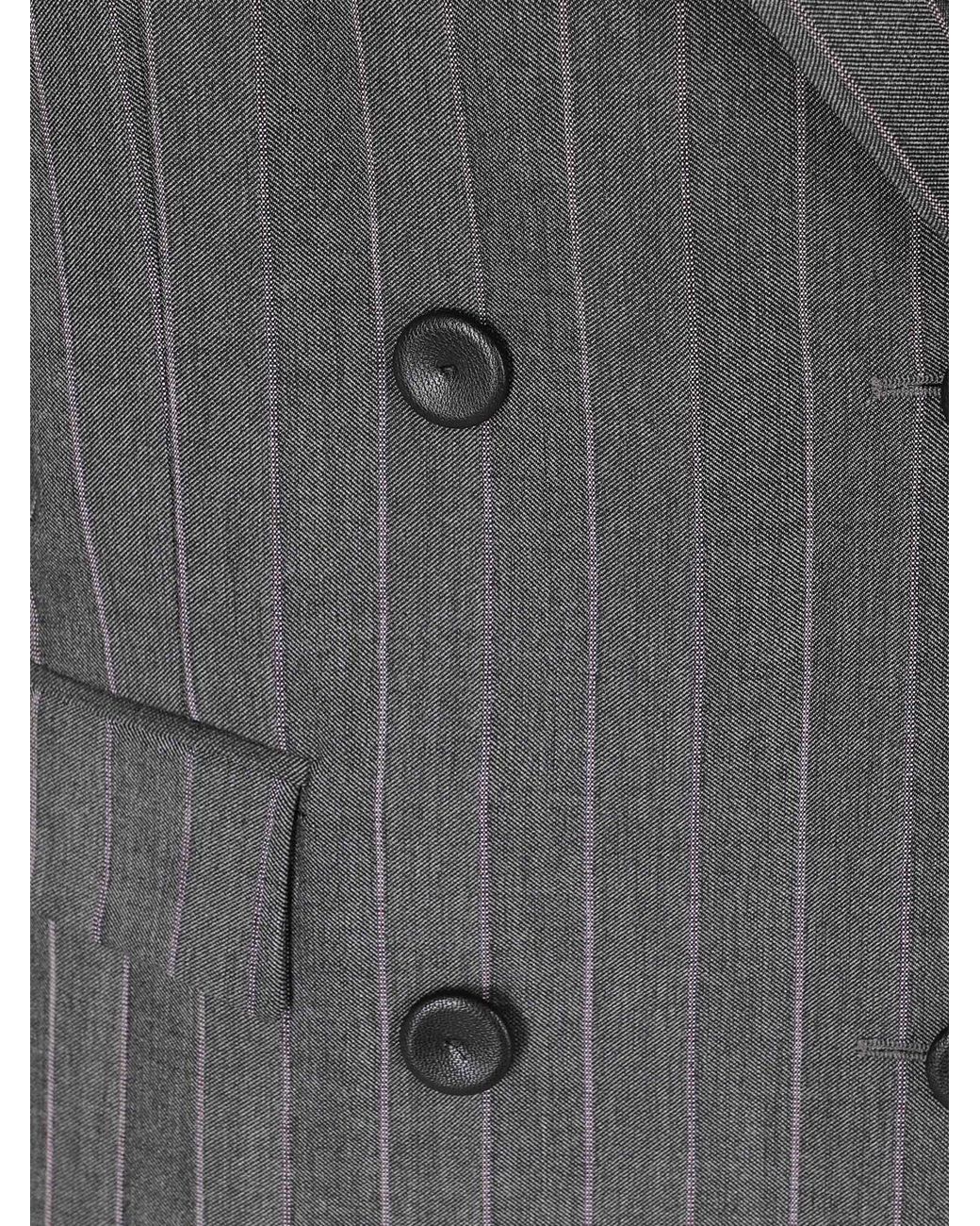 Pinko Gray New Guinea Double-Breasted Prince Of Wales Wool-Blend Blazer