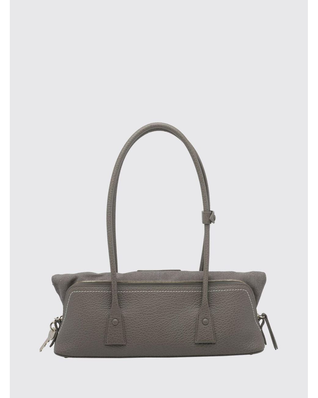 Maison Margiela Gray 5Ac Calfskin Shoulder Bag With Contrast Stitching