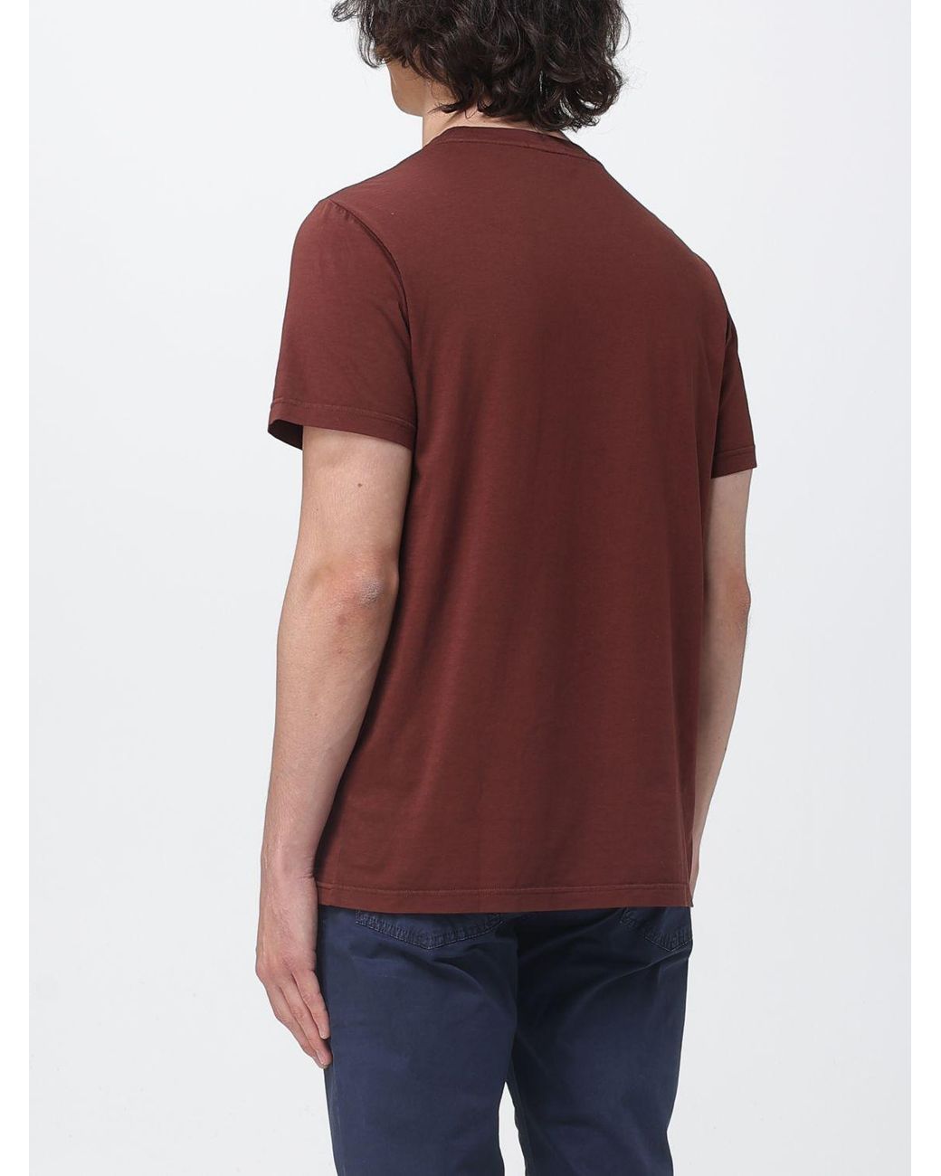 Brooksfield Red Cotton Crew Neck T-Shirt for men