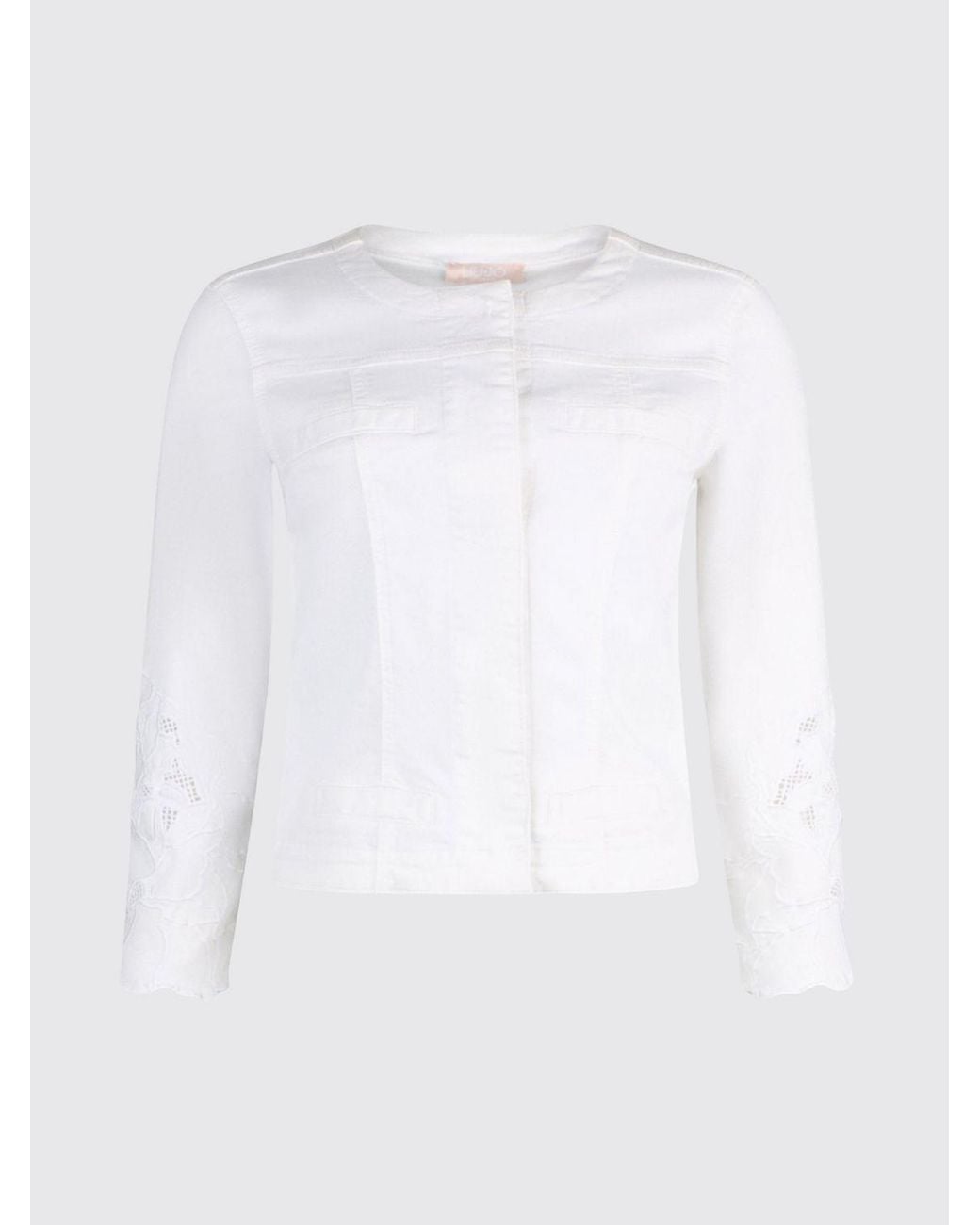 Liu Jo White Cotton Denim Jacket With Macramé Inserts By